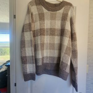Market & Spruce Gray and Cream Plaid Sweater Size 2XL BNWT